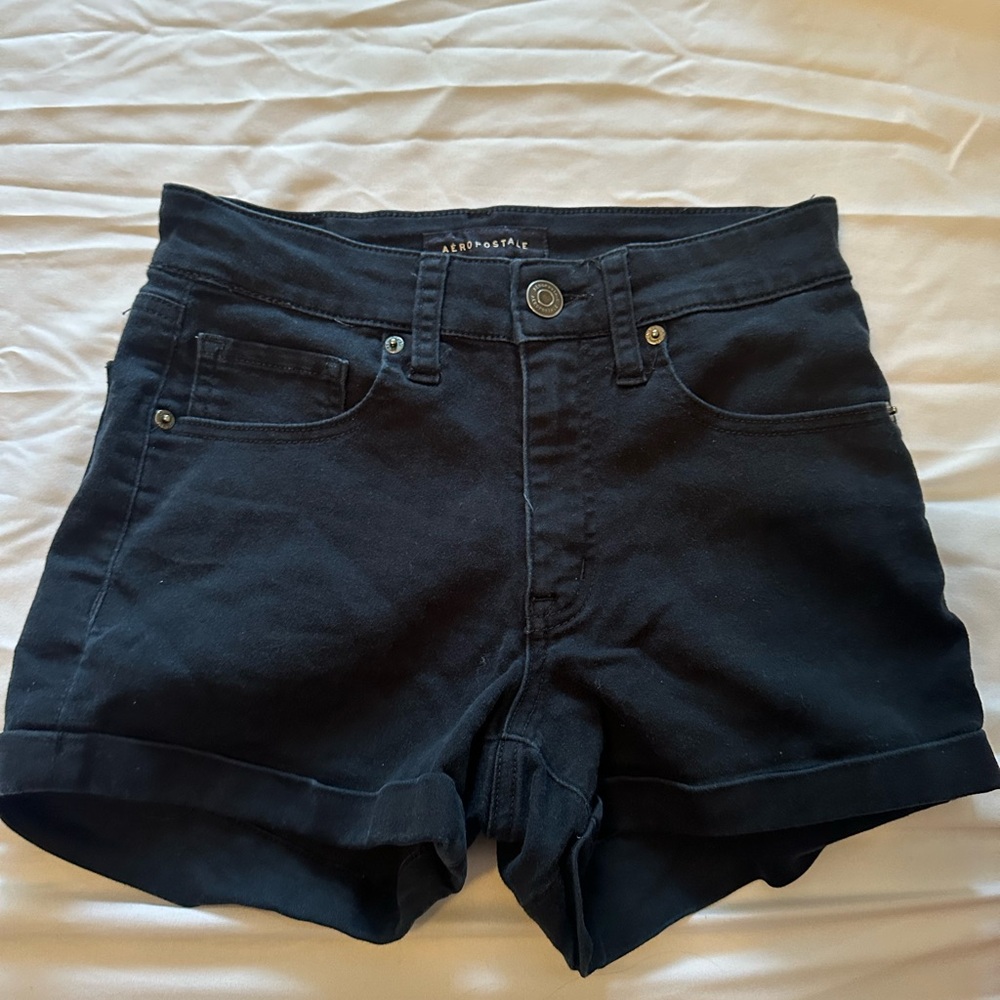 Aeropostale Black Jean Shorts High-Waisted Classic